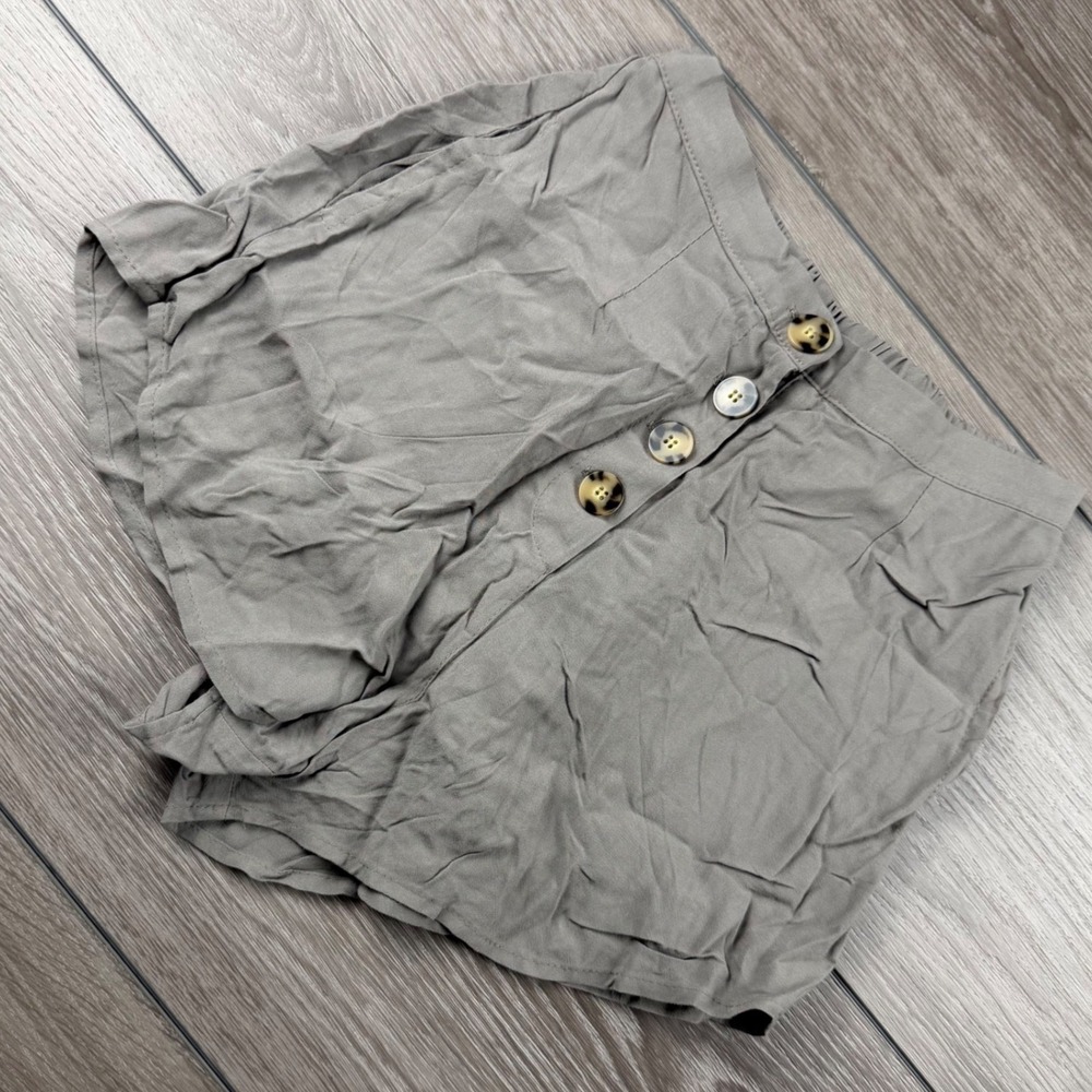 Shore Women Shorts Rayon Button Fly High Rise Gray XS